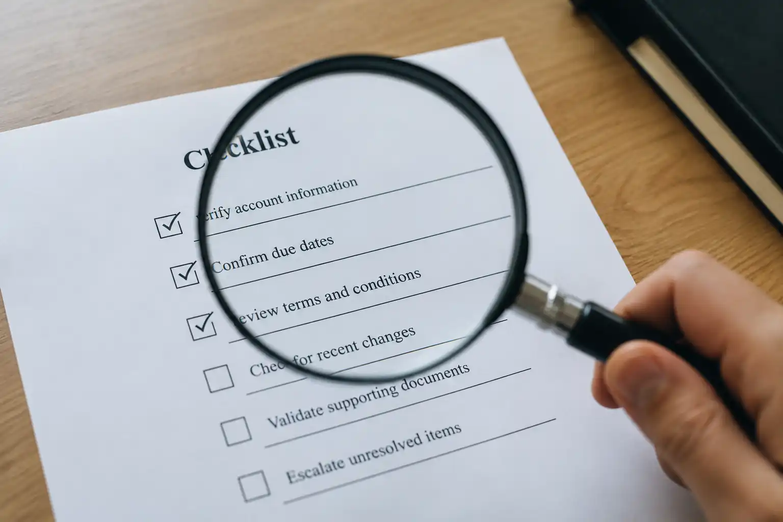 A magnifying glass over a list of casino complaint reports illustrating Betti Casino complaints analysis