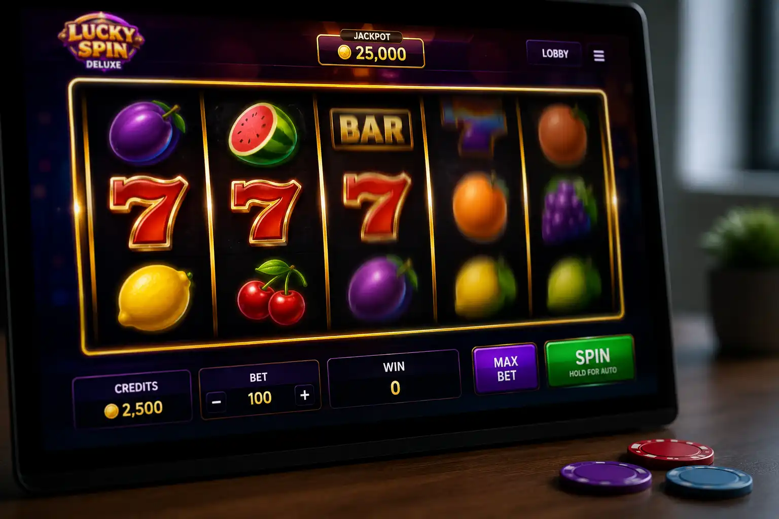 A slot reel surrounded by free spin tokens illustrating Betti Casino free spins terms