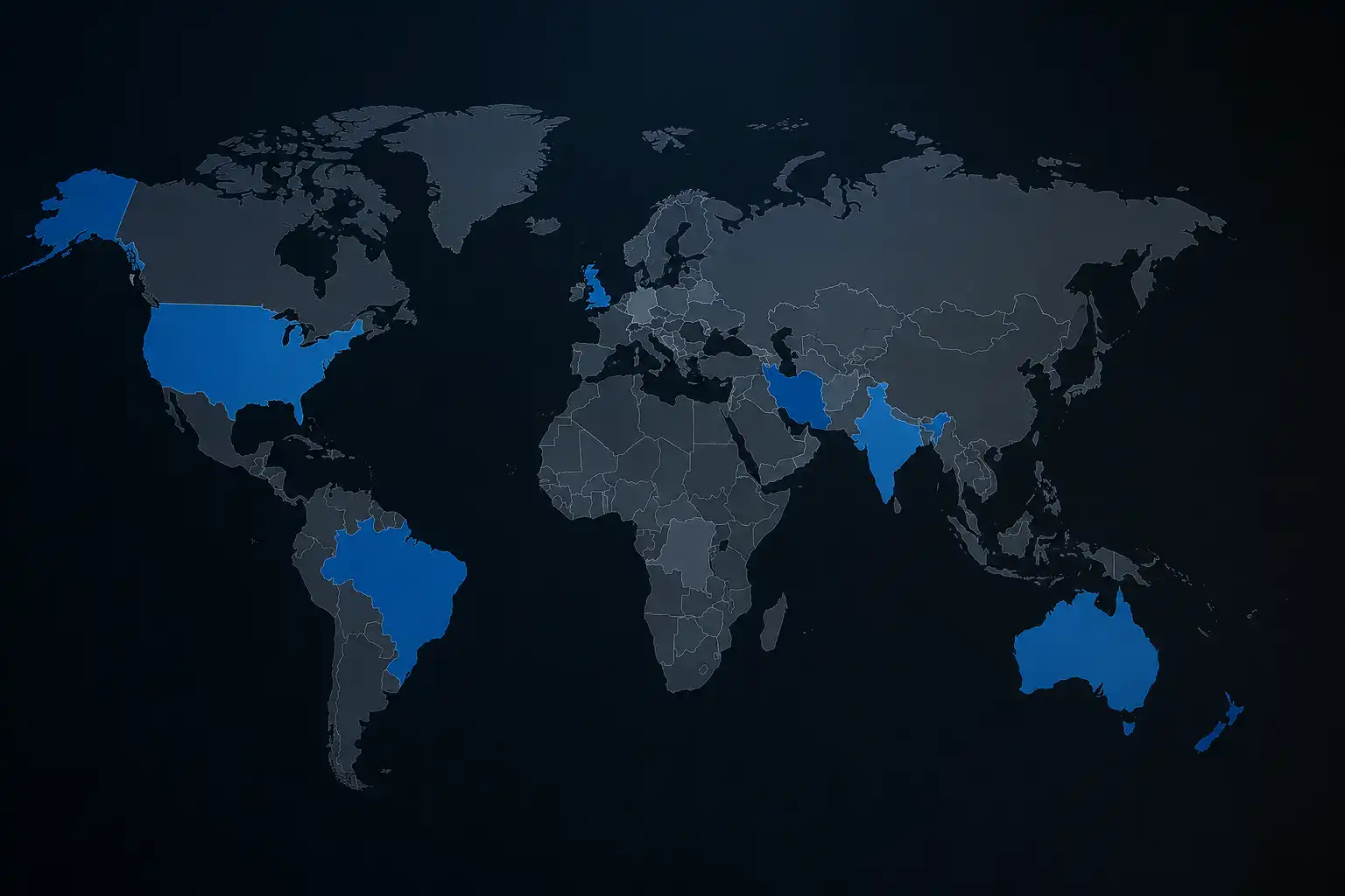 A world map with some regions greyed out illustrating Betti Casino age and country restrictions